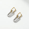 QIAOREN 12524 Modern Interlocking Rectangular Hoop Earrings Silver Stainless Steel Bold Link Dangle Jewelry US EU