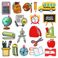Iron on Embroidered Learning Tools School Bag  Ruler Calculator Book Patches for Student Clothes Bag Decoration
