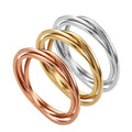 Stainless Steel Three-in-One Rings Size 4-10 Braided Interlocked Rolling Anxiety Ring Wedding Promise Anniversary Spinner Ring MegaBDM