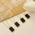 New Luxury Black Shell Necklace Women Stainless Steel Rectangle Fashion Shell Pendant Necklace