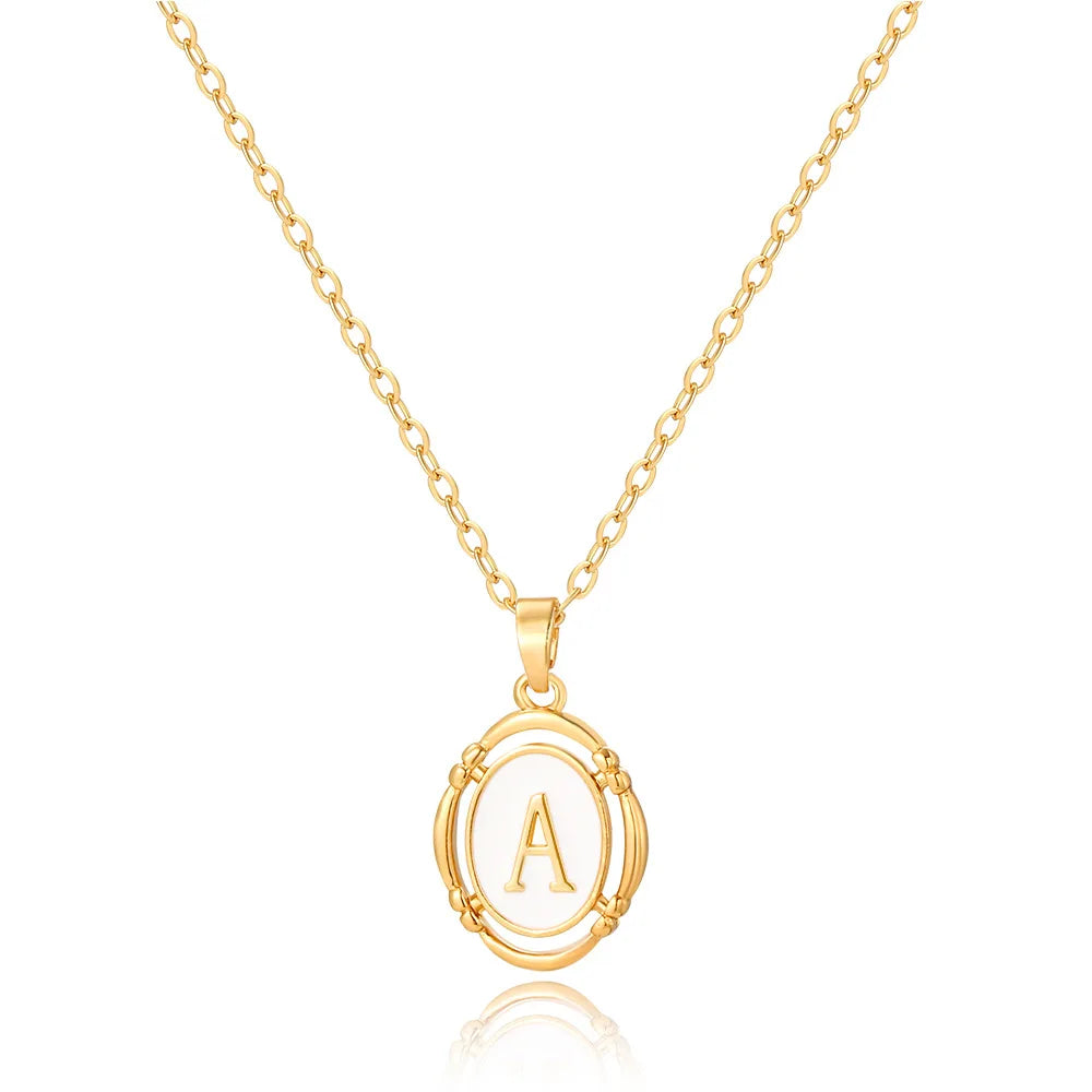 SSeeSY Brass Fashion Custom Gold Plated Copper Jewelry A-Z Letter Initial Pendant logo Necklace for Women