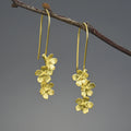 Lotus Fun Handmade Wholesale Forget-me-not Flower Dangle Earrings 925 Sterling Silver 18k Gold Plated Women Luxury Fine Jewelry