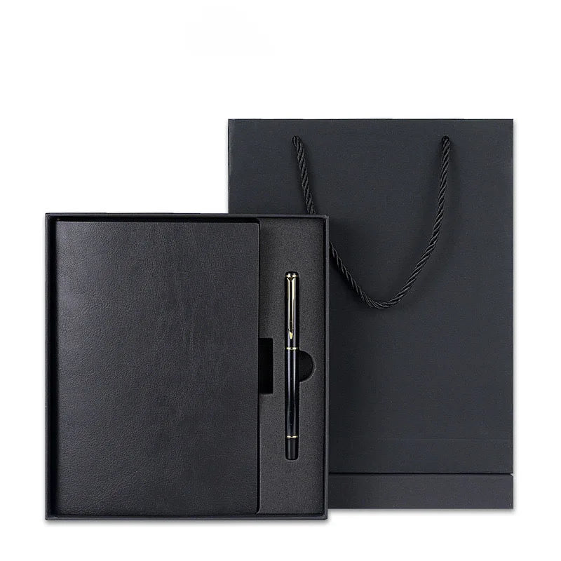 Customized Hardcover Diary Notebook and Pen Gift Set Soft Cover Pu Leather Notebook With Paper Box and Bag