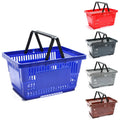 Blue Easy Grip Handles Stackable Plastic Shopping Baskets for Grocery Retail Liquor Stores Home