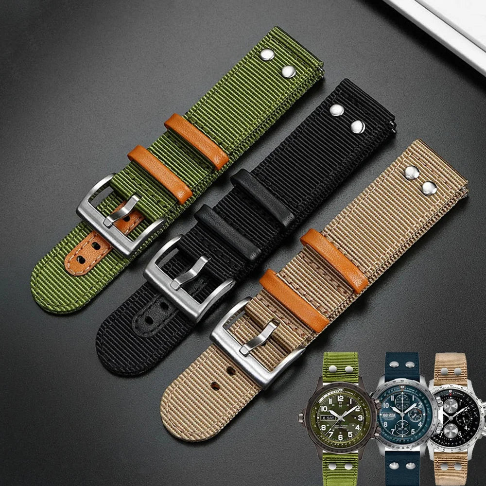 22mm Nylon Canvas Wrist Strap for Homilton KHAKI AVIATION H77775960 H77616533 H77906940 Men Watch Band Bracelet