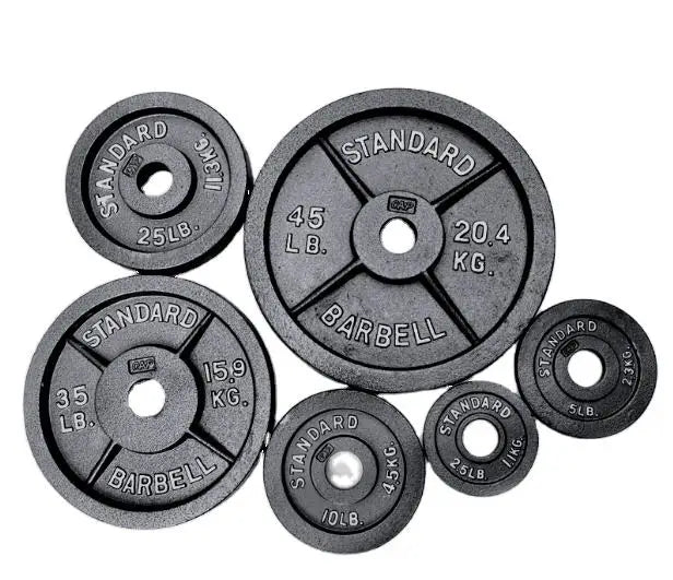 Custom logo Competition Barbell Metal 10kg 20kg Wholesale Stack 45lb Cast Iron Gym Weight Plates