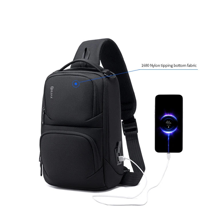Waterproof Chest Bag Crossbody USB Anti-Theft Sling Hiking Fashion Nylon Autumn Office Men Model BJIAX Guangdong
