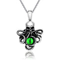 SS8-557P 2023 Skull Octopus Pendant Green Demon Eye Personality Necklace Punk Style Locomotive Party Jewelry