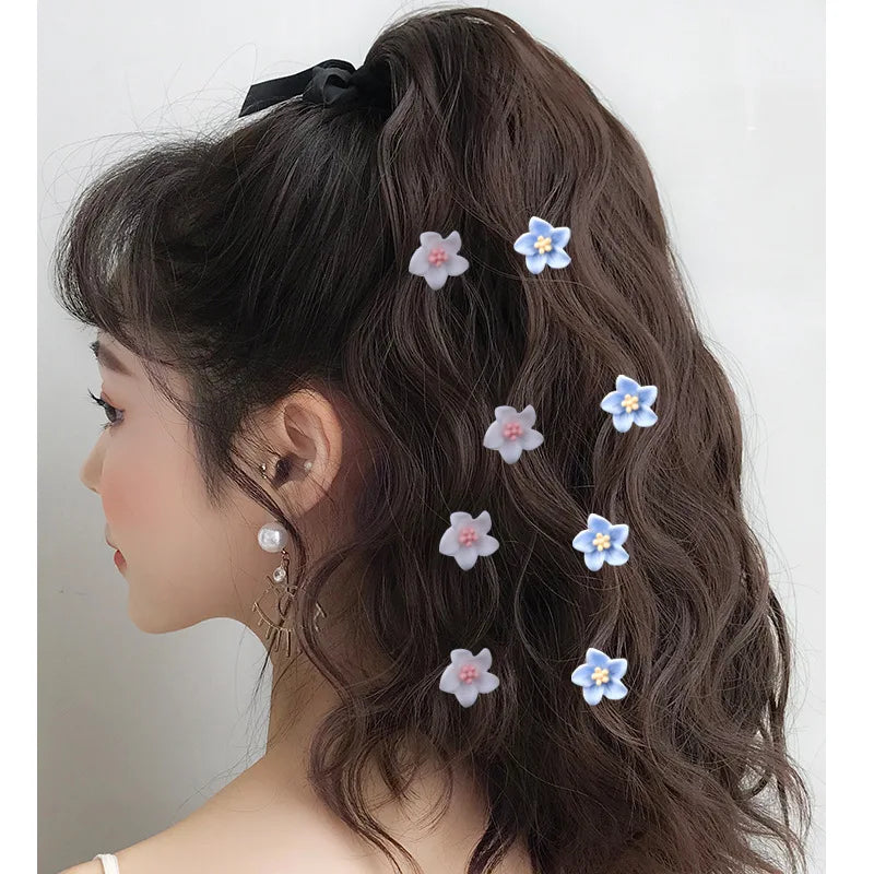 Sweet Fashion Accessories Girls Floral Hair Clip Mini Flower Hair Barrettes for Long Hair