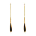 Fashionable and Cool Style Gold Needle Studded Zircon Long Water Drop Women's Engagement Earrings