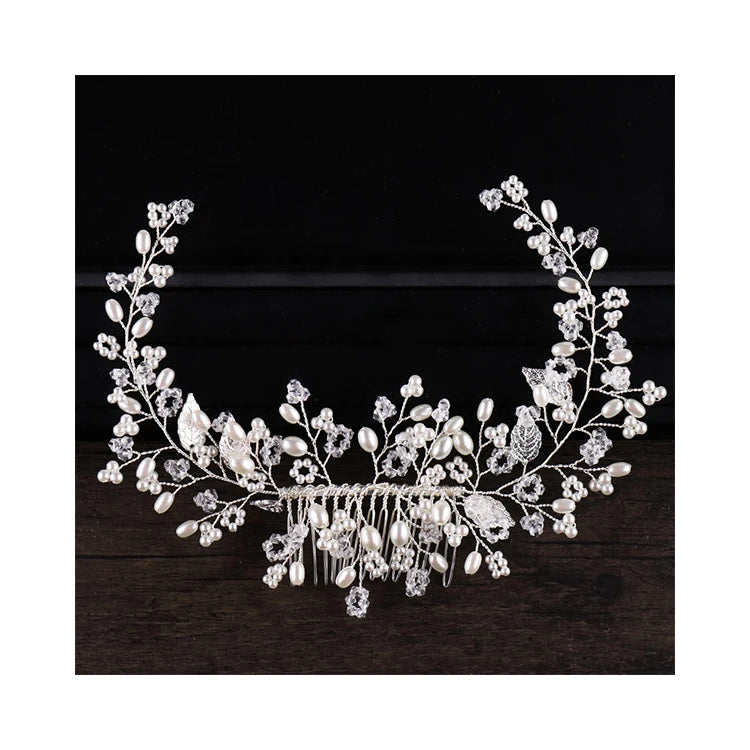 Wholesale Handmade Leaf Hair Comb Bridal Headdress Pearl Bridal Wedding Hair Accessories