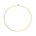 New Charm Stainless Steel Necklaces Gold Plated Pearl Beads Chain Choker Adjustable Women Freshwater Pearls Necklace