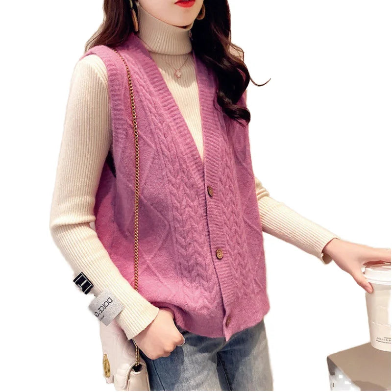 Wholesale Knit Sweater Manufacturer Autumn Knit Vest Cardigan for Women School Uniforms Sweaters Vest for Girls