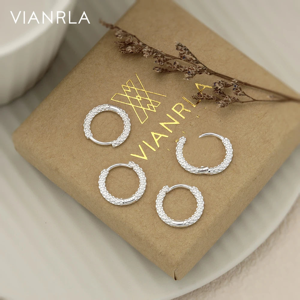 VIANRLA 925 Sterling Silver Jewelry Earrings Plated Trendy Hoop Earring for Women Free Laser Logo Wholesale