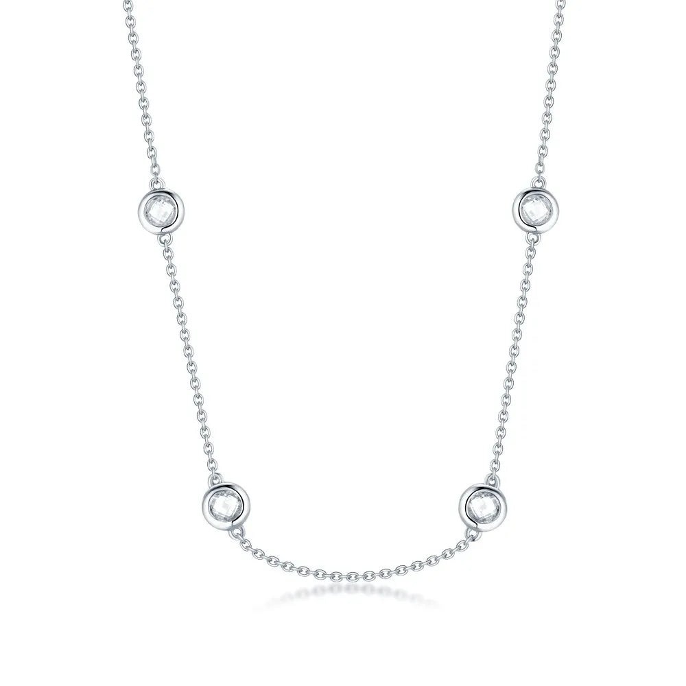 Design Zircon Necklace 925 Silver Sweater Chain Pendant Necklace for Women