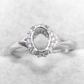 Sterling Silver 5*7mm Semi Mount Ring Empty Frame Blank Support Claw Setting S925 Base Holder Without Center Stone for Inlay DIY