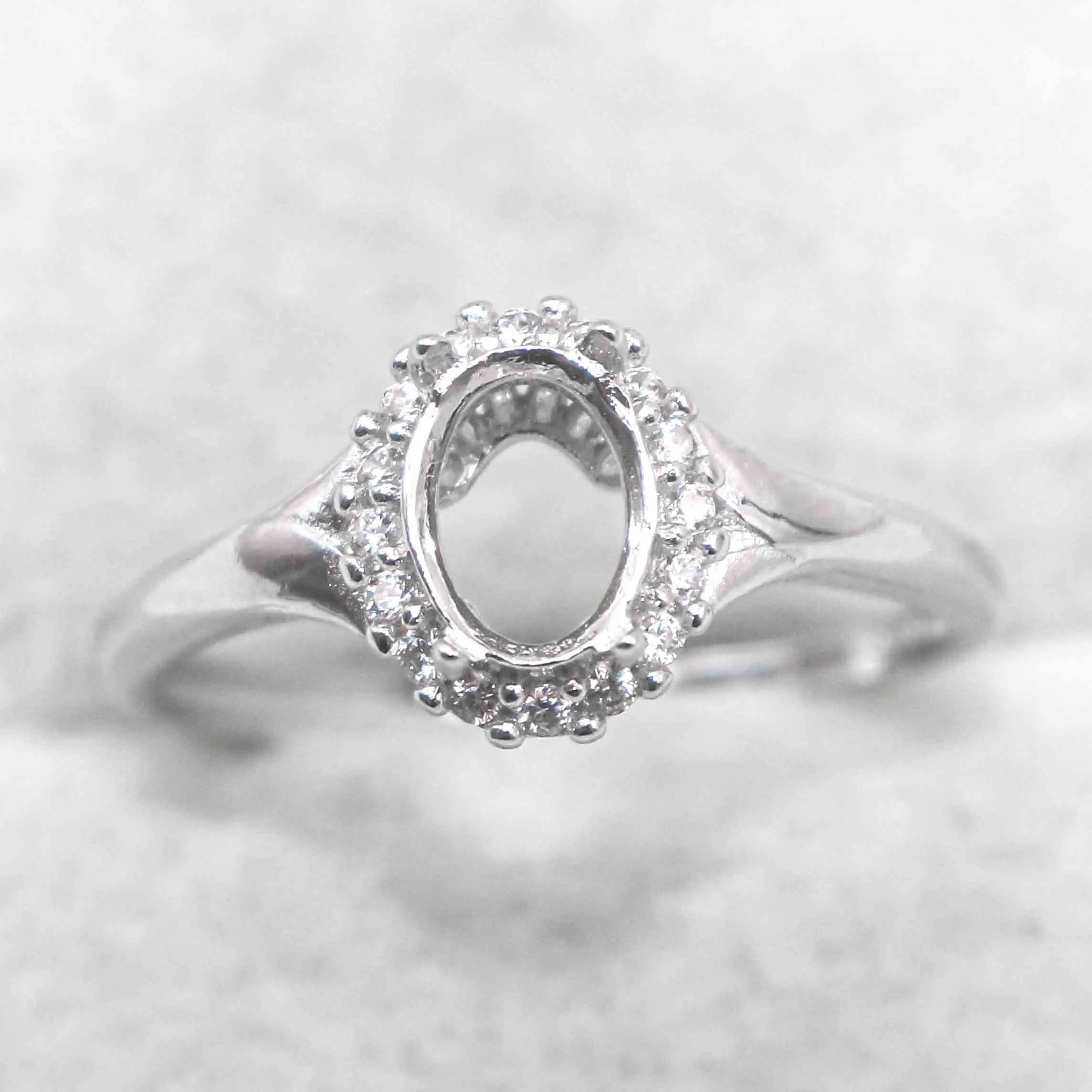 Sterling Silver 5*7mm Semi Mount Ring Empty Frame Blank Support Claw Setting S925 Base Holder Without Center Stone for Inlay DIY