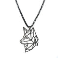 Wholesale Men's Jewelry Black Color Animal Necklace Stainless Steel Wolf Head Necklace for Men Hollow Out Bear Animal Necklace