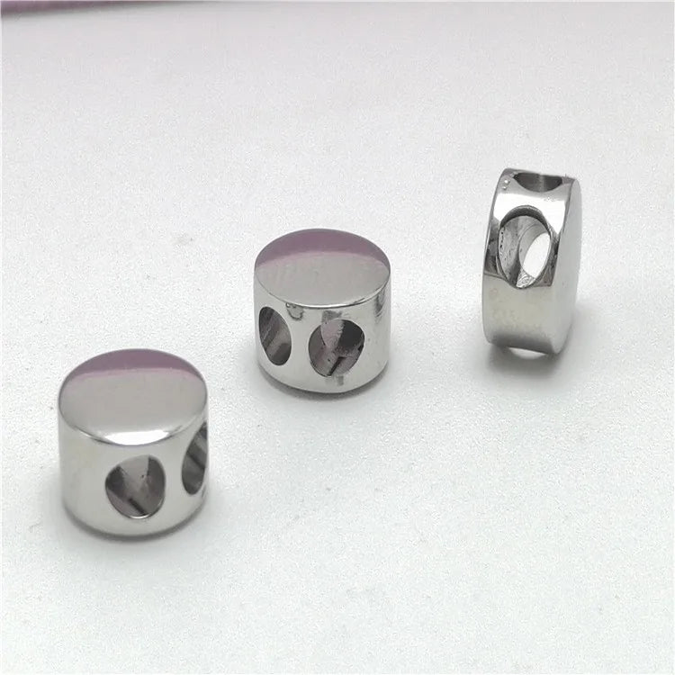 8mm DIY Two Holes Stainless Steel Fixed Stopper Positioning Ending Spacer Slide Loose Beads Jewelry Finding Accessories