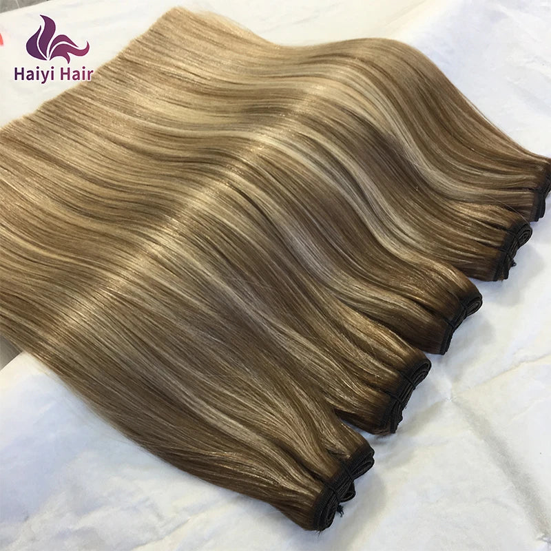 2026 Wholesale Super Double Drawn Thick Bottom Remy Human Machine Double Weft Hair Weaving Extensions