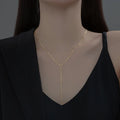 Korean Version Jewelry 925 Sterling Silver Y-shape Small Round Bead Long Tassel Chain Gold Plated Necklace Jewelry for Women