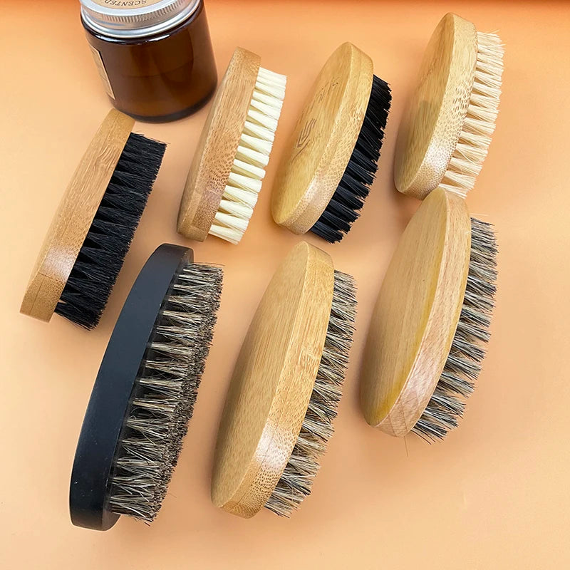 Wholesale New Design Boar Bristle Shaving Brush Custom Logo Barber Wooden Handle Natural Bamboo Shave Brushes