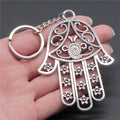 85x62mm Antique Silver Plated Antique Bronze Plated Large Hamsa Hand Key Chain Souvenirs Gift P1-ABD-C12687