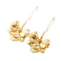 Vintage Designer Gold Metal Flower Earrings for Women Fashionable Gold Plated Dangle Drop Jewelry Accessories Exaggerated Style