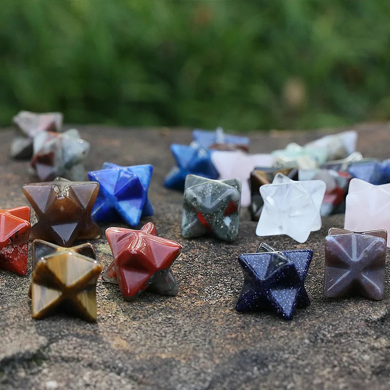Natural Crystal Merkaba Large Satellite Pendant 20mm Stone Amethyst Meditation Spiritual Crystal Pendant for Decoration