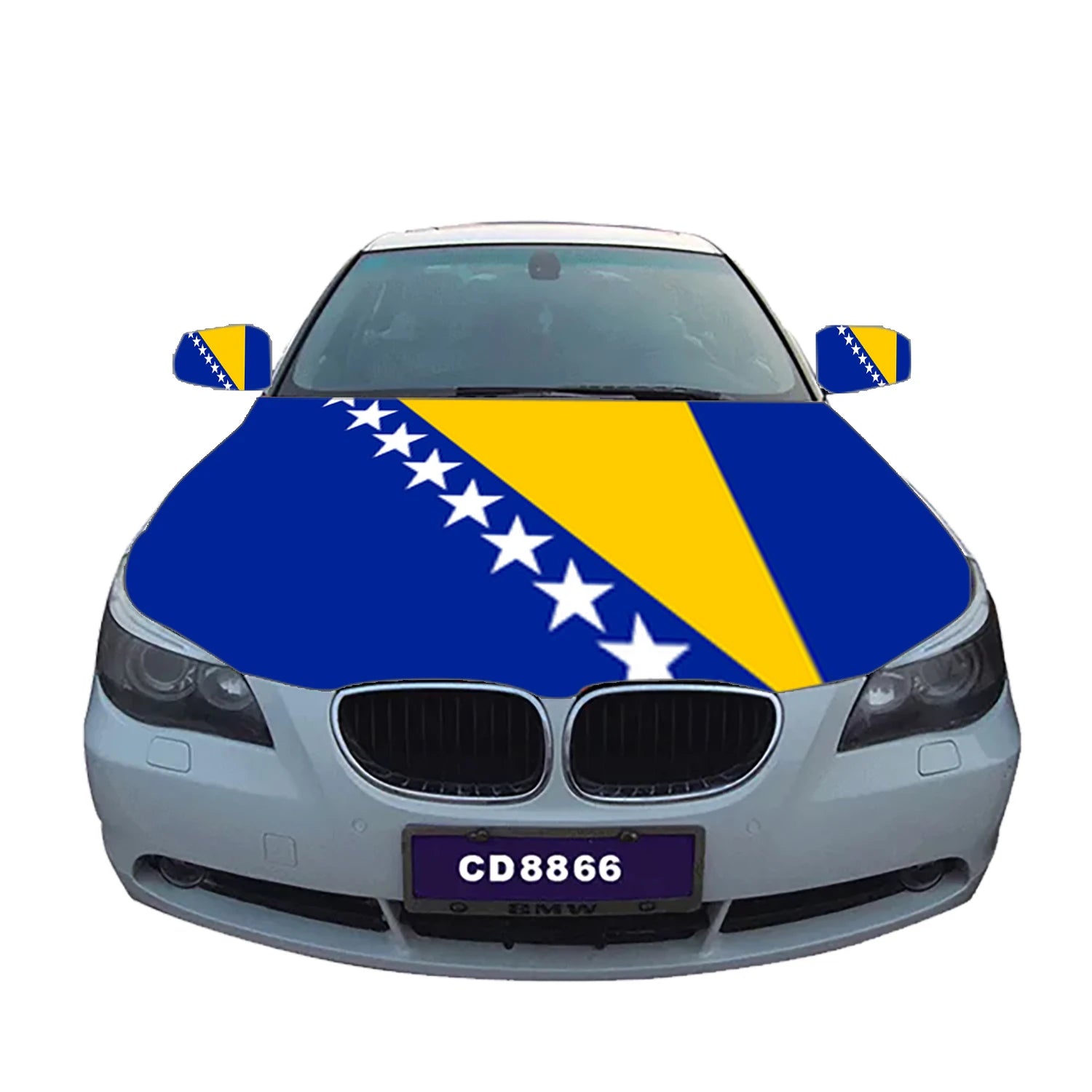 Factory Direct Sales Any Size Engine 100%Polyester Cover Rearview Mirror Custom Bosnia and Herzegovina Car Hood Flag