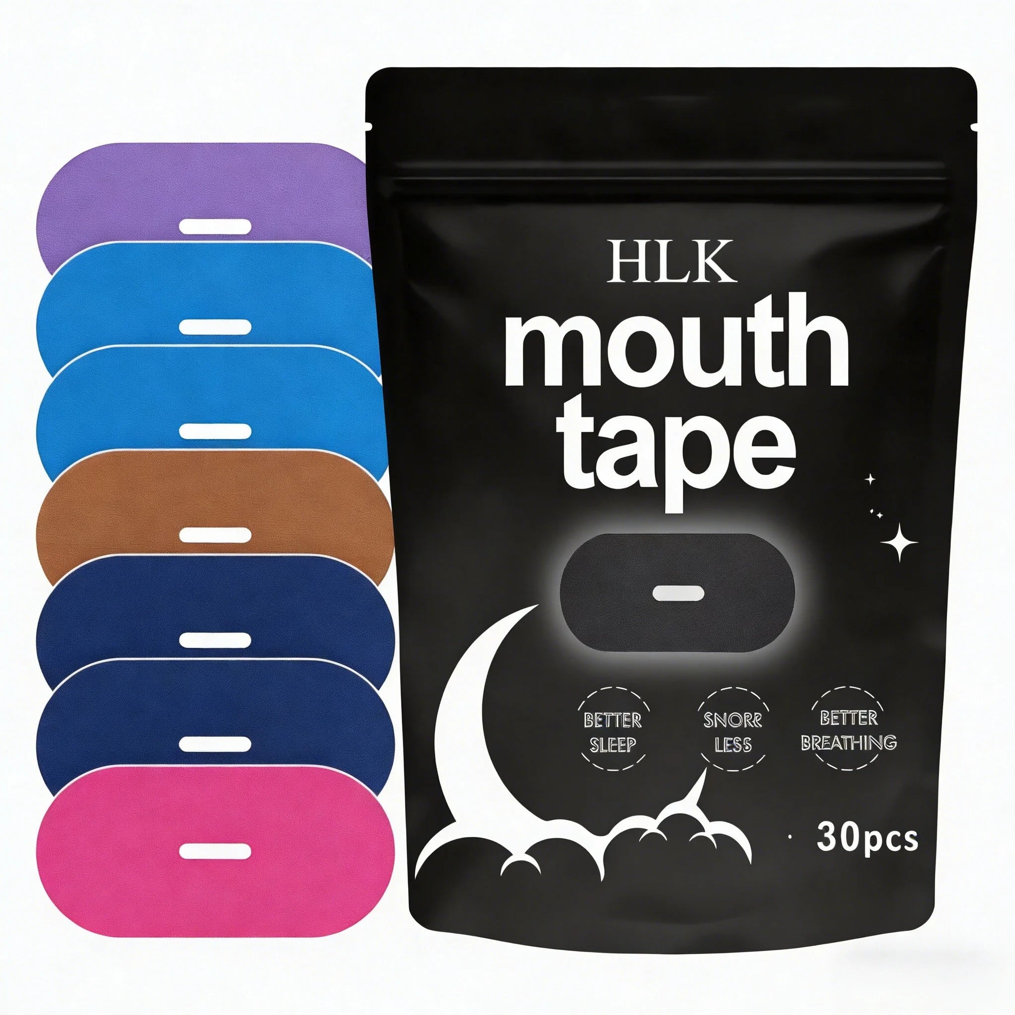 HLK Lavender Scented Customize Package Premium Bamboo Silk Cotton Breathable Anti Snore Sleep Mouth Tape with Hole