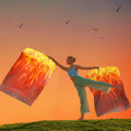 Chiffon Banner Flex Women Festival Art Show Church Praise Dance Worship Fans Veil Flags