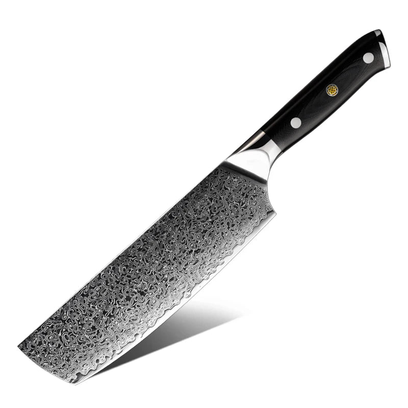 Grandsharp Professional 7" Inch Japanese 67 Layers Damascus Catbon Steel Kitchen Knife Chef Nakiri Knife with G10 Handle MegaBDM