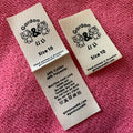 Screen Printed Soft Fabric Loop Fold Washable  Cotton Care Labelnatural White Clothing Cotton Tags for Coats