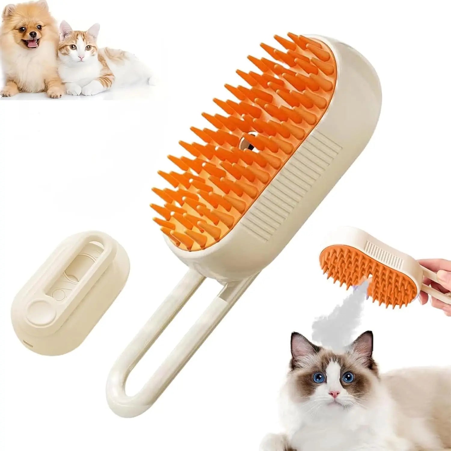 3 in 1 Self Cleaning Steamy Cat Brush Pet Grooming Tool Silicone Massage Comb Hair Removal Brush Pet Cat Steam Brush