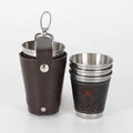 Shot Glasses Custom Set 4pcs Drinking Vessel 75ml Metal Shot Glass  with PU Leather Case Stainless Steel Mini Cup Travel