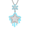 Hiphop Jewelry Glow-In-The-Dark Drop Glue Drop Pentagram Pendant Full of Zircon 925 Sterling Pentagram CZ Pendant Necklace