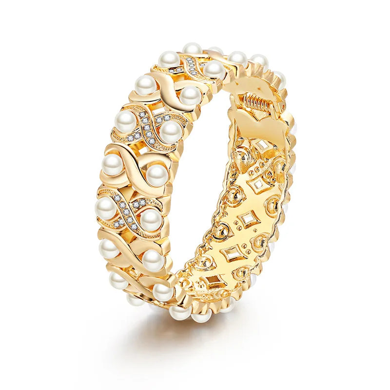 DHJ60082 Hot Selling Fashion Pearls Bangle Women Dubai Gold Bangle Jewelry