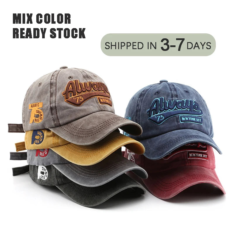 Wholesale Retro Vintage 3D Embroidery Logo Curved Brim 6 Panel Cotton Dad Hat Washed Sporty Letter Pattern Baseball Caps