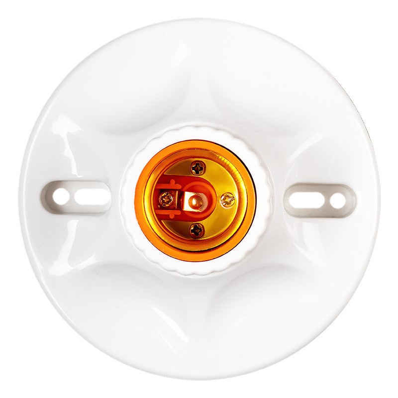 E27 Round Plastic Base E27 Screw Lamp Holder E27 Flat Lamp Base Ceiling Type Socket White Lamp Holder