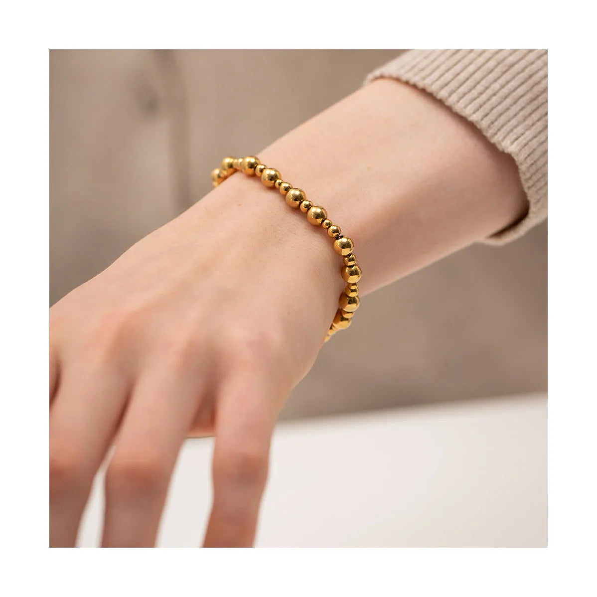 Stocks Selling Waterproof Gold Plated Stainless Steel Beads Bracelet Adjustable Size Fashion Bracelet for Girl and Boy Jewelry