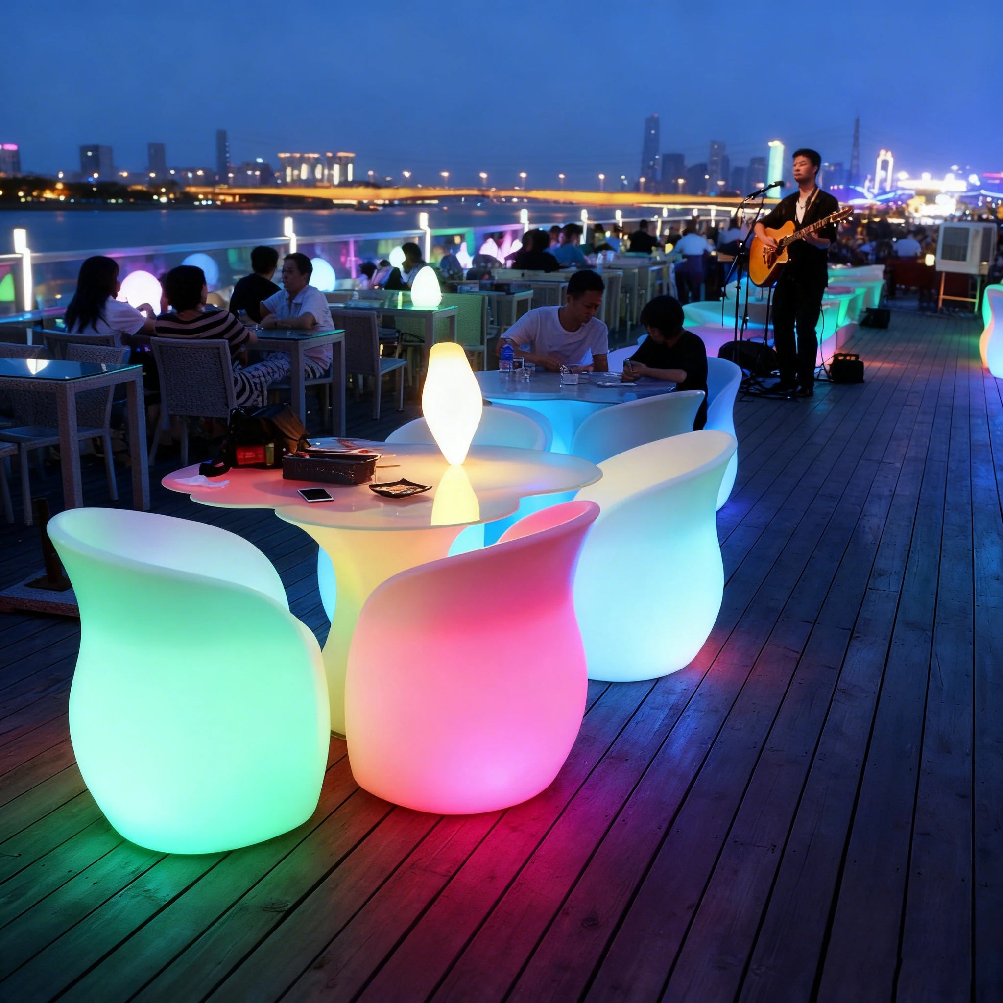 Modern Fashionable LED Square Table Plastic Nightclub Cocktail Furniture for Bar Hotel & Restaurant Sales Light up Design