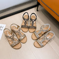 Women's Rhinestone Wedge Sandals Bohemian Elastic Strap Open Toe Summer Casual Comfortable Flat Platform Shoes