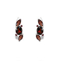 Abiding Classic Fashion Natural Garnet Gemstone 925 Sterling Silver Jewelry Earring Three Stone Hoop Earrings for Women