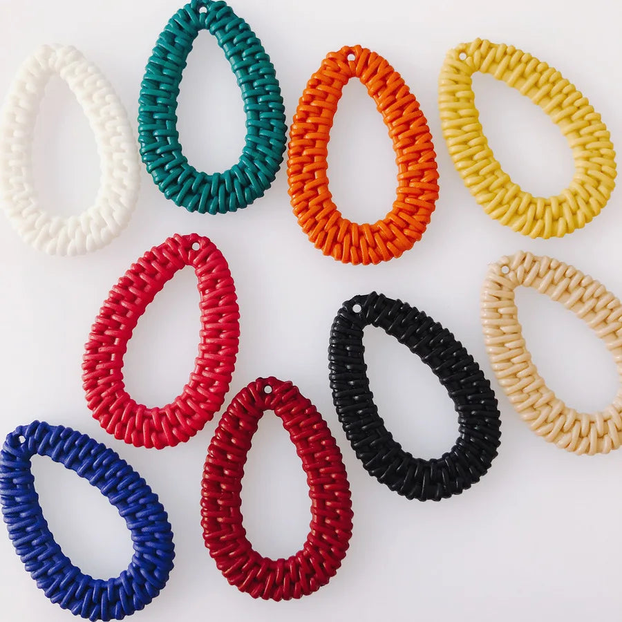 Creative 50*34mm Imitation Rattan Hollow Oval Pendant Bohemian Resin Dangle Charm for DIY Earring Jewelry Making Accessories