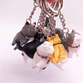 Creative Vinyl Cartoon Kitten Keychain Pvc Animal Figurine Key Ring Cute Cat Pendant Landscape Decoration Accessories