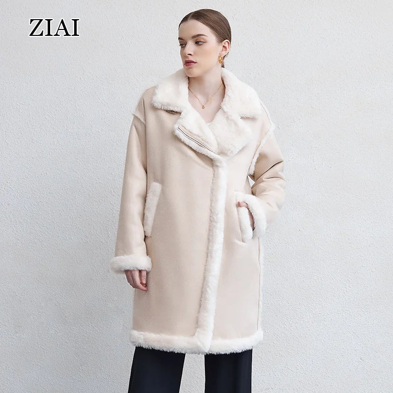 Winter Jacket Women Fashion Solid Color Waterproof Long Leather Coat
