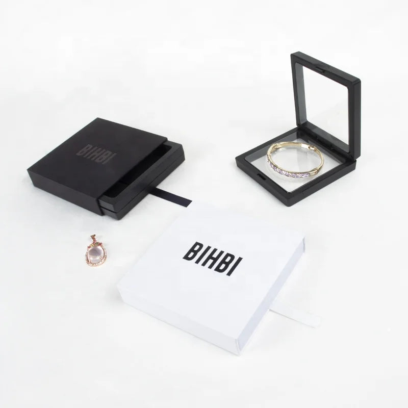 Custom Logo Drawer Sliding Ring Earring Necklace Jewellery Package Paper Cardboard PE Film Gift Packaging Jewelry Boxes