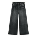 Men Designer Jeans Custom Black Loose Personalized Whisker Straight Faded Stone Washed Jeans Men Baggy Wide Leg Fashion Jeans