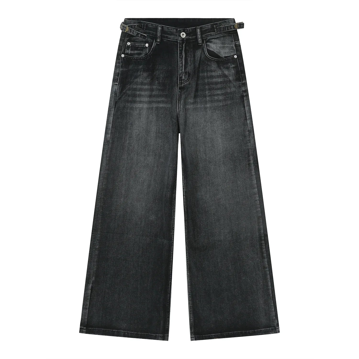 Men Designer Jeans Custom Black Loose Personalized Whisker Straight Faded Stone Washed Jeans Men Baggy Wide Leg Fashion Jeans